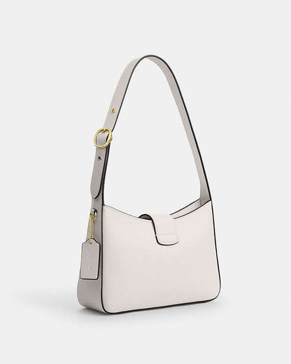 Eliza Shoulder Bag With Zipper Closure Smooth Leather-Gold-Chalk Smooth Leather-Gold-Chalk