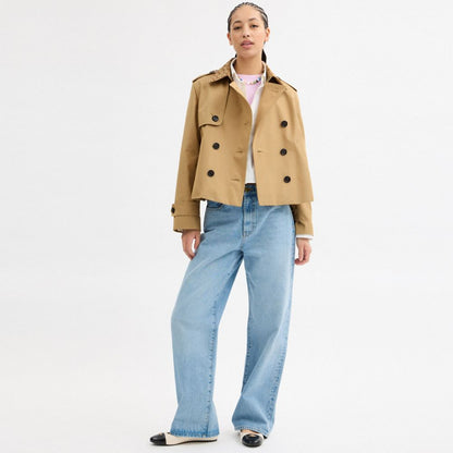 Coach Short Trench Coat With Signature Collar Khaki