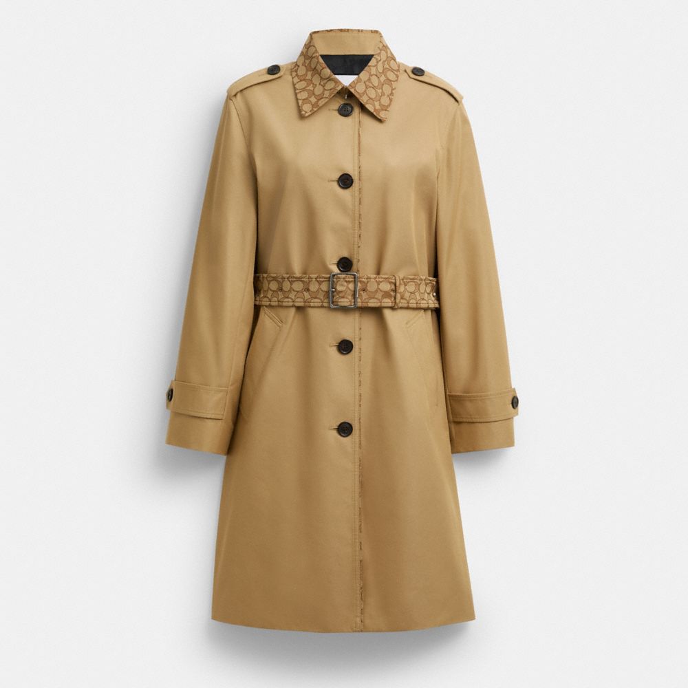 Coach Trench With Signature Piping Khaki