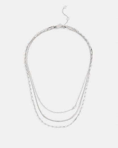 Layered Chain Necklace Silver Silver
