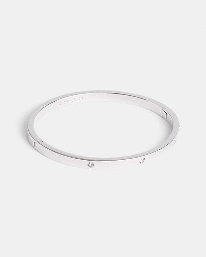 Stone Hinged Bangle Silver Silver