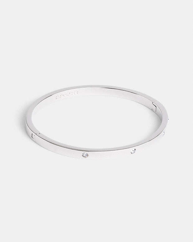 Stone Hinged Bangle Silver Silver