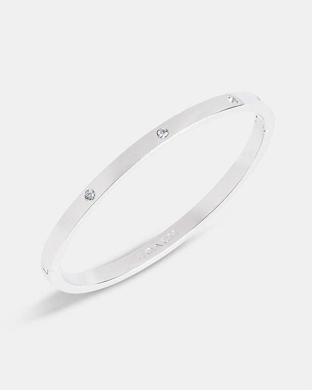 Stone Hinged Bangle Silver Silver