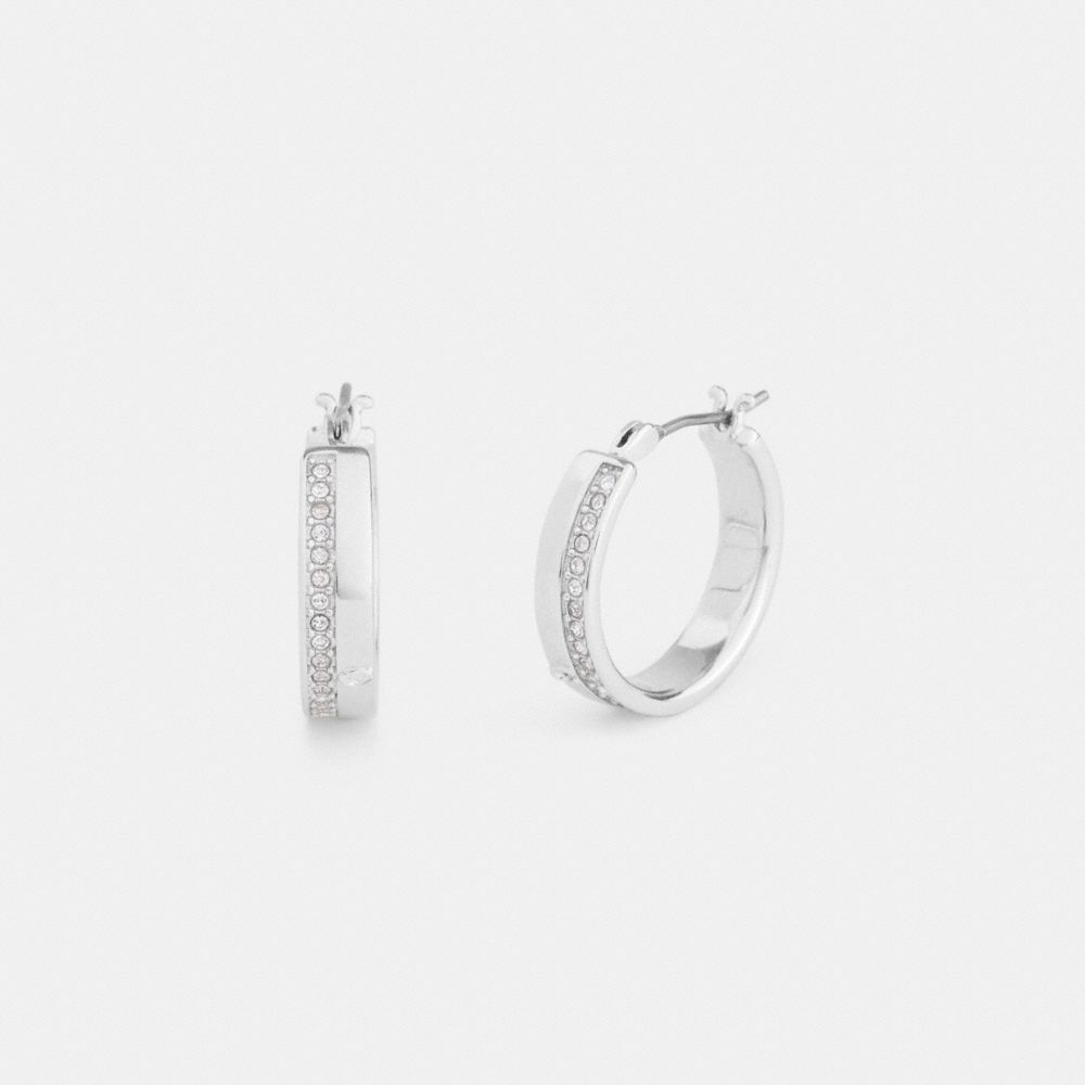 Coach Pavé Hoop Earrings Silver
