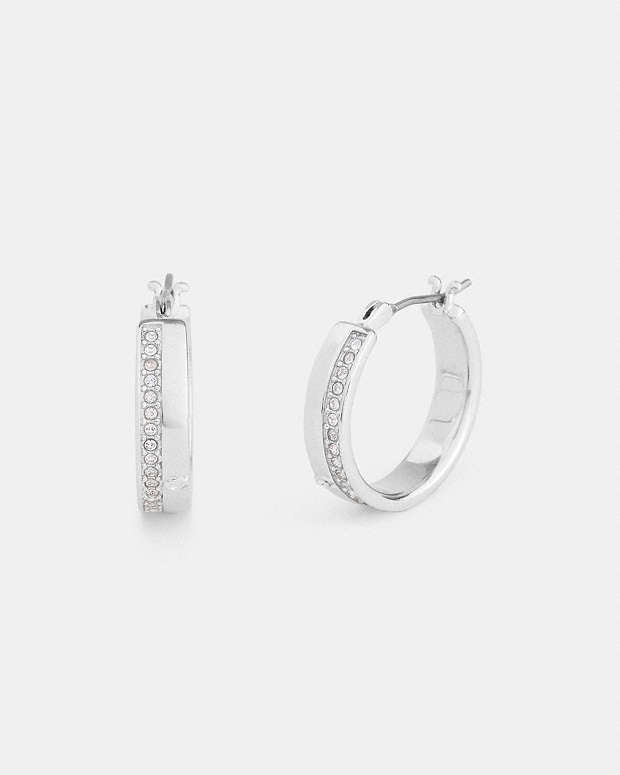 Pavé Hoop Earrings Silver Silver