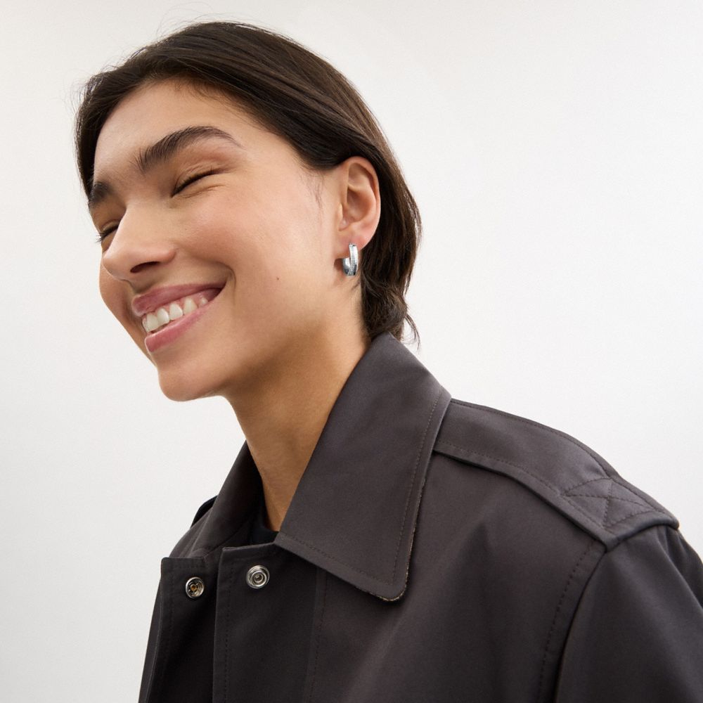 Coach Pavé Hoop Earrings Silver