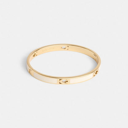 Coach Signature Enamel Bangle Gold Chalk