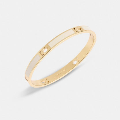 Coach Signature Enamel Bangle Gold Chalk