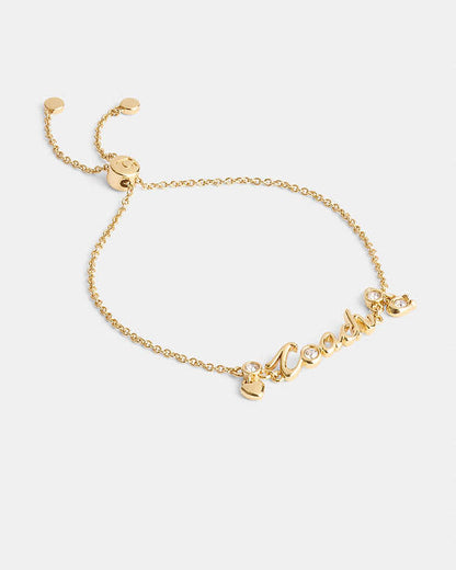 Coach Script Heart Slider Bracelet Gold Gold