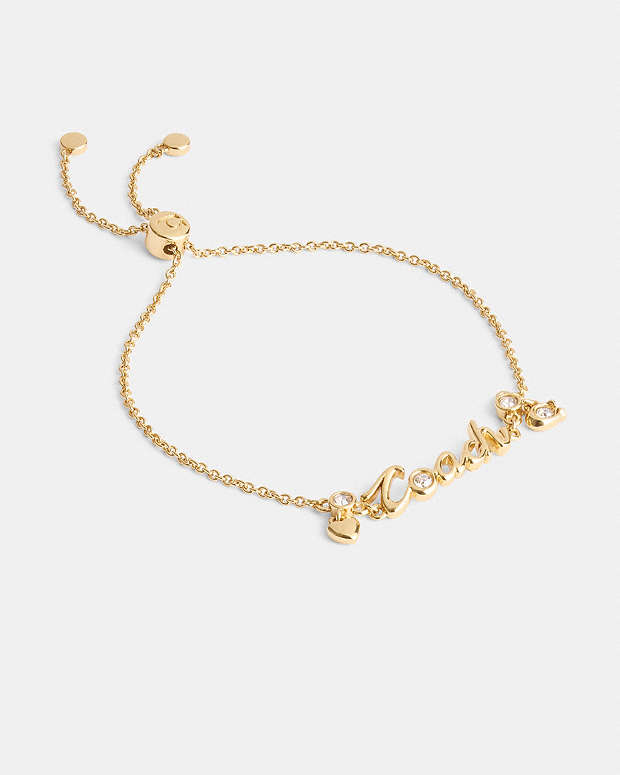 Coach Script Heart Slider Bracelet Gold Gold