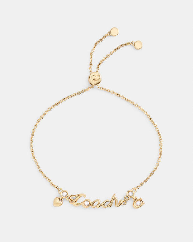 Coach Script Heart Slider Bracelet Gold Gold