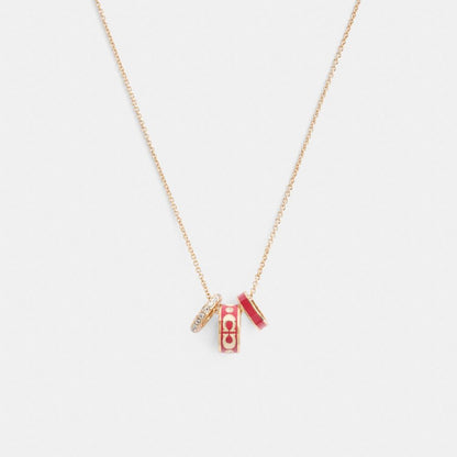 Coach Signature Enamel Rondell Necklace Gold Red