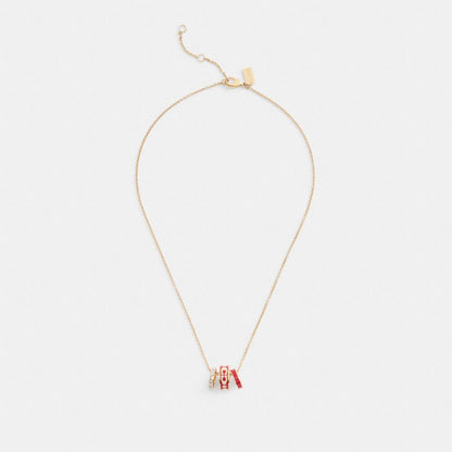 Coach Signature Enamel Rondell Necklace Gold Red