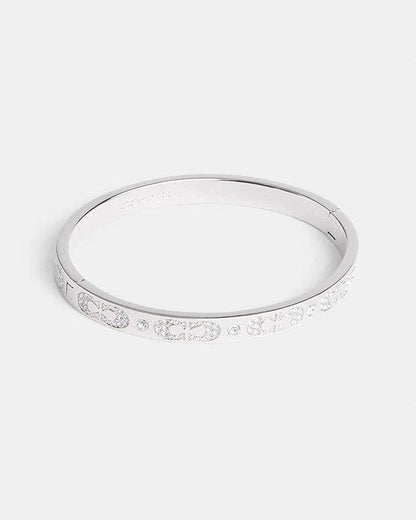 Signature Pavé Hinged Bangle Silver Silver