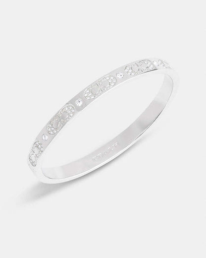 Signature Pavé Hinged Bangle Silver Silver