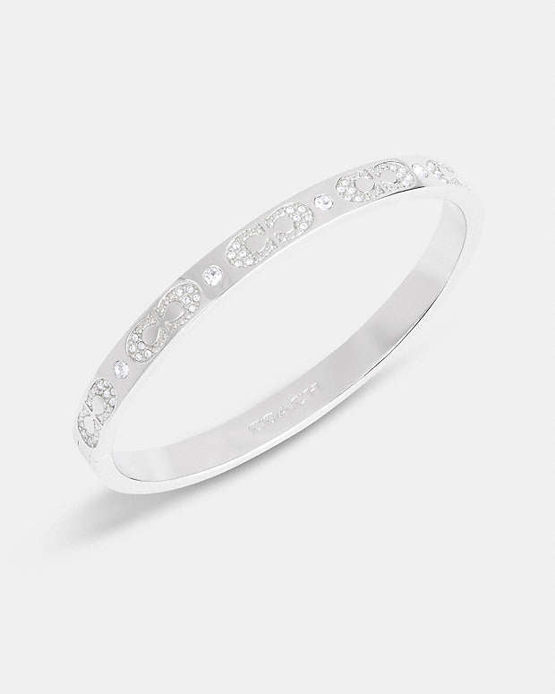 Signature Pavé Hinged Bangle Silver Silver