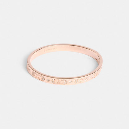 Coach Signature Pavé Hinged Bangle Rose Gold