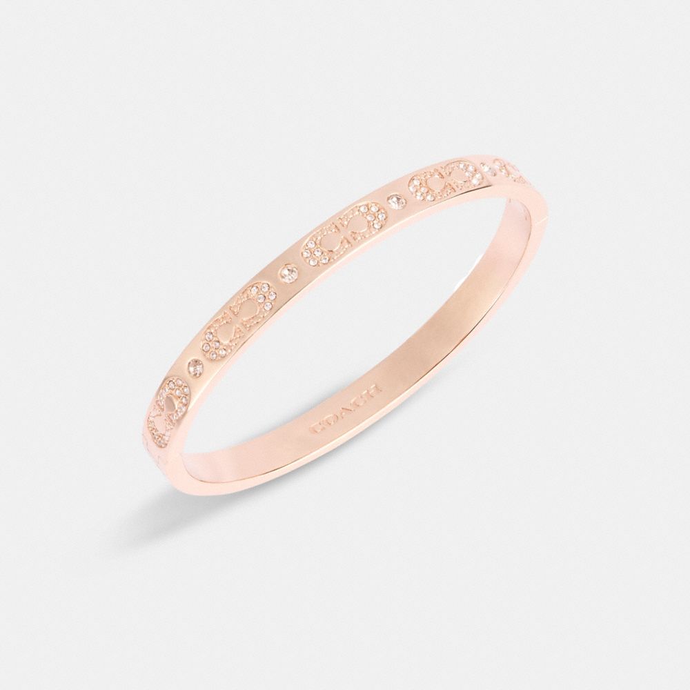 Coach Signature Pavé Hinged Bangle Rose Gold