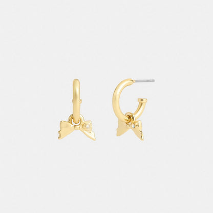 Coach Mini Bow Charm Huggie Earrings Gold