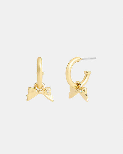 Mini Bow Charm Huggie Earrings Gold Gold