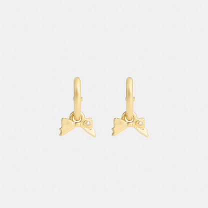 Coach Mini Bow Charm Huggie Earrings Gold