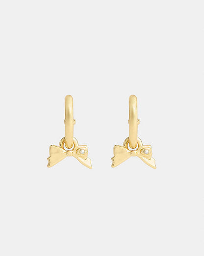Mini Bow Charm Huggie Earrings Gold Gold