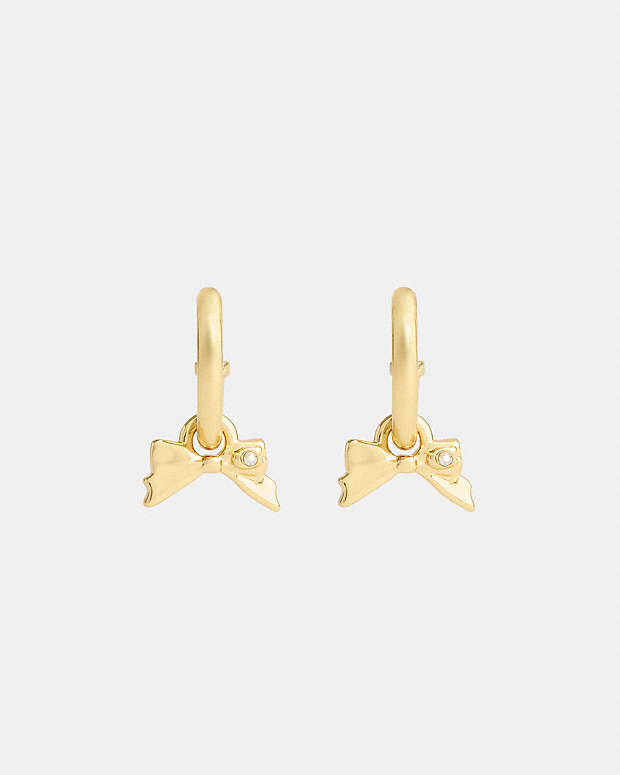 Mini Bow Charm Huggie Earrings Gold Gold
