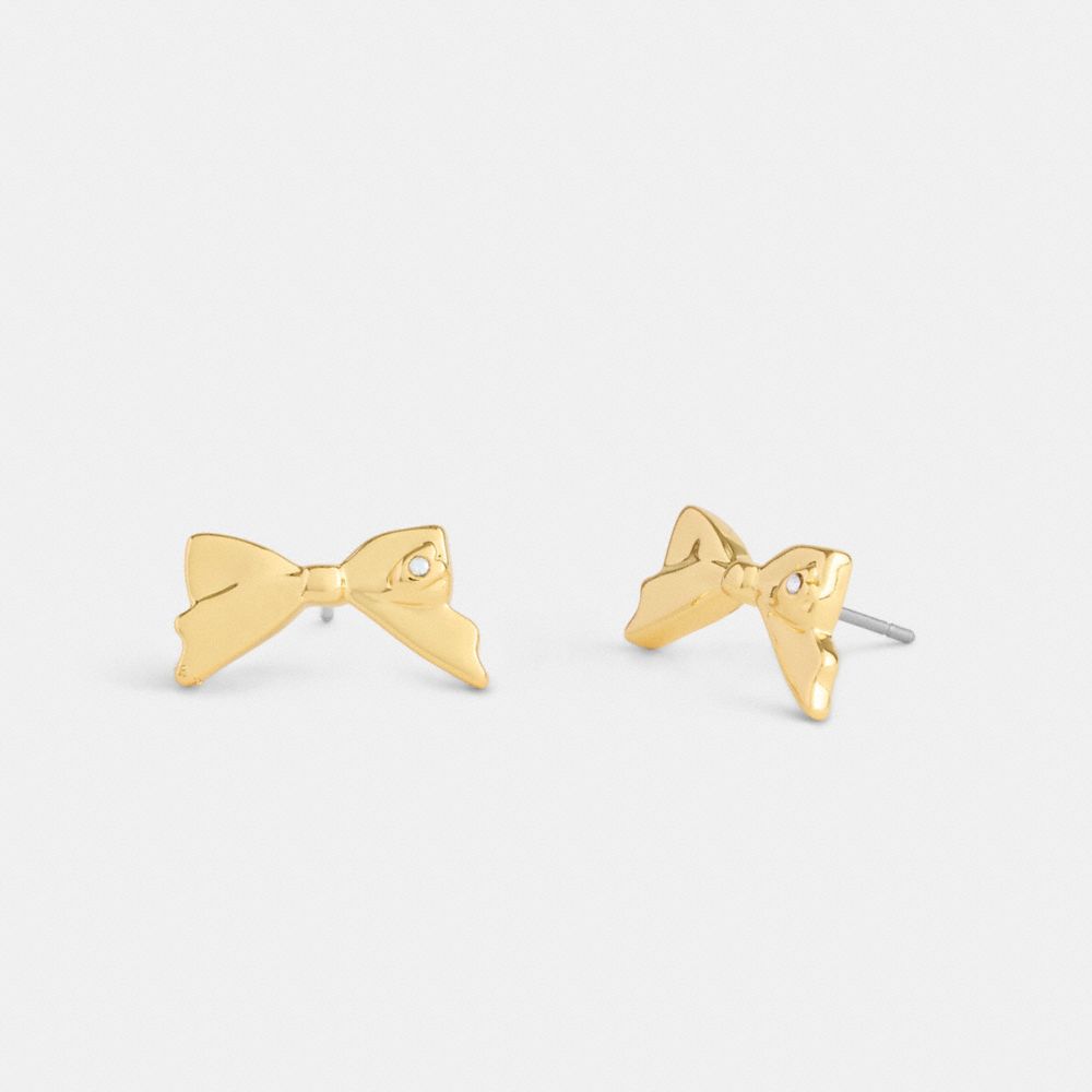 Mini Bow Stud Earrings Gold Gold