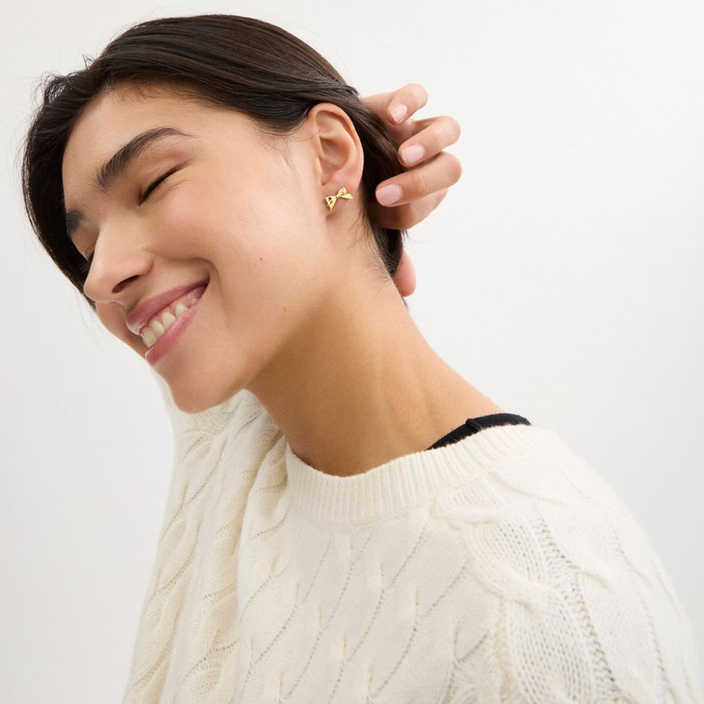 Mini Bow Stud Earrings Gold Gold
