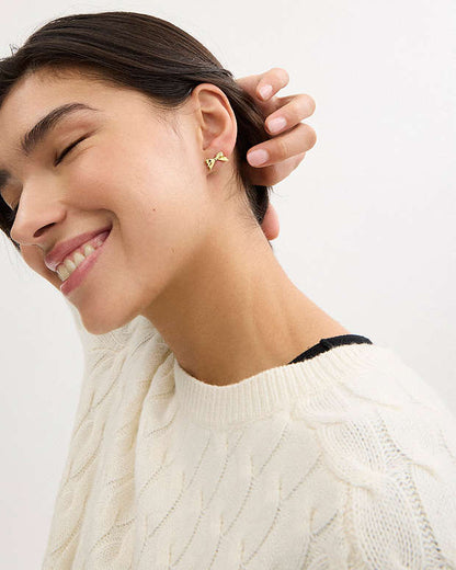 Mini Bow Stud Earrings Gold Gold