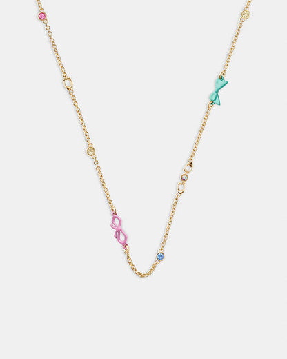 Mini Bow Necklace Gold-Multi Gold-Multi