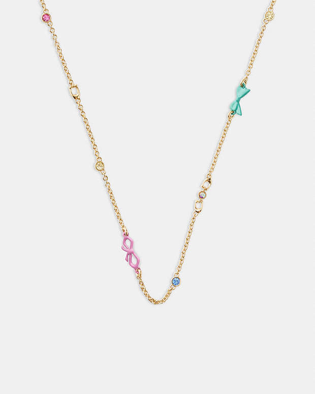 Mini Bow Necklace Gold-Multi Gold-Multi