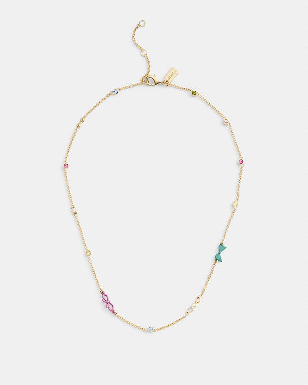 Mini Bow Necklace Gold-Multi Gold-Multi