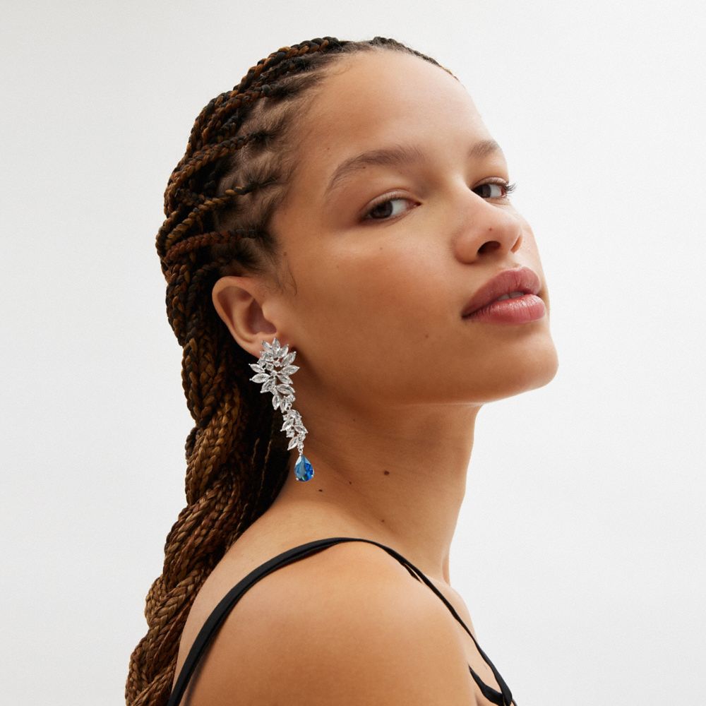 Coach Statement Crystal Single Earring Silver