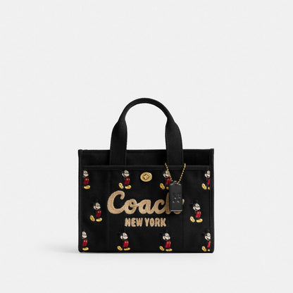 Coach Disney X Coach Cargo Tote Bag 26 With Mickey Mouse In Regenerative Cotton Canvas Brass/Black Multi