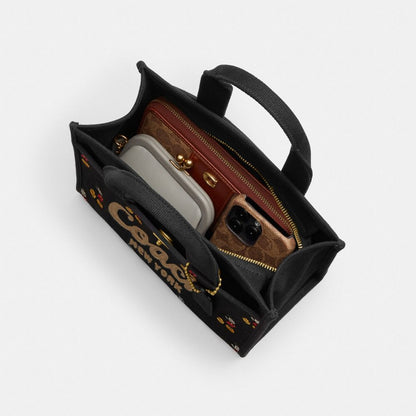 Coach Disney X Coach Cargo Tote Bag 26 With Mickey Mouse In Regenerative Cotton Canvas Brass/Black Multi
