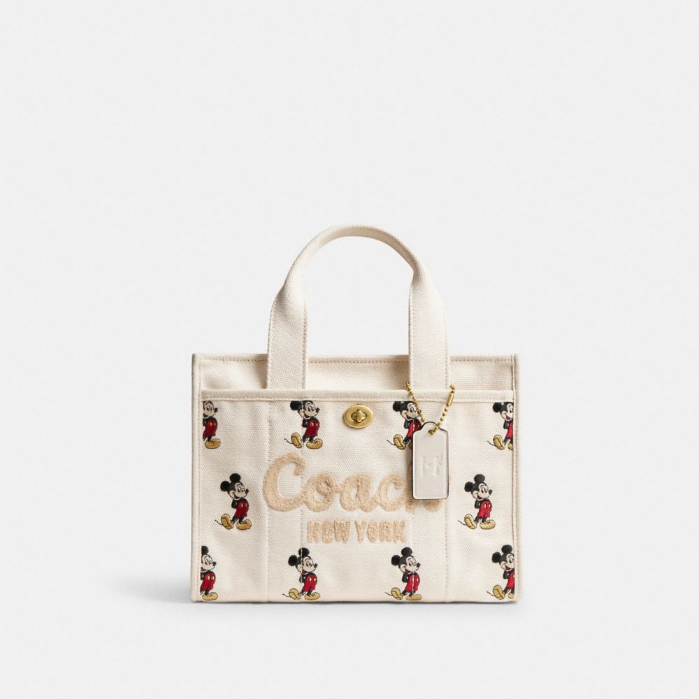 Coach Disney X Coach Cargo Tote Bag 26 With Mickey Mouse In Regenerative Cotton Canvas Brass/Ivory Multi