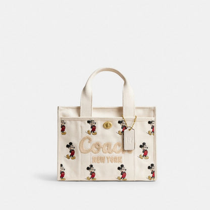 Coach Disney X Coach Cargo Tote Bag 26 With Mickey Mouse In Regenerative Cotton Canvas Brass/Ivory Multi