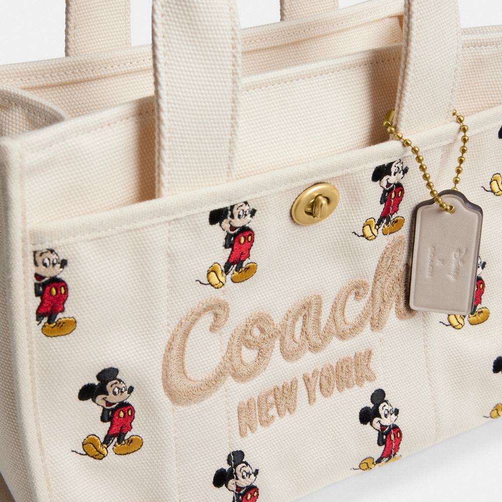 Coach Disney X Coach Cargo Tote Bag 26 With Mickey Mouse In Regenerative Cotton Canvas Brass/Ivory Multi