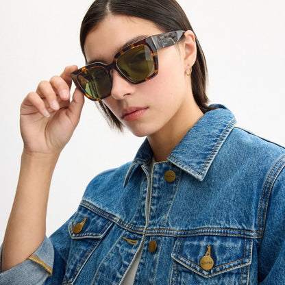 Coach Oversized Cat Eye Sunglasses Dark Tortoise