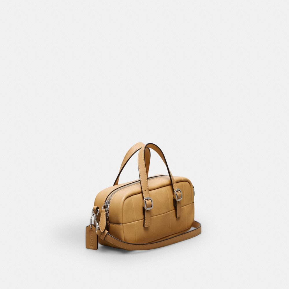 Coach Alter/Ego Mini Satchel Bag In Checkerboard Upcrafted Leather With Crossbody Strap Tan