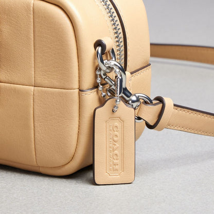 Coach Alter/Ego Mini Satchel Bag In Checkerboard Upcrafted Leather With Crossbody Strap Tan