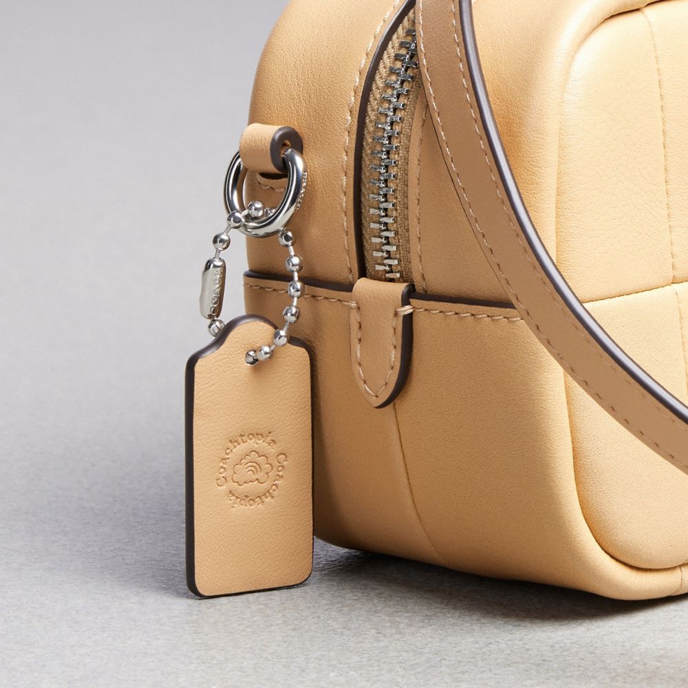 Coach Alter/Ego Mini Satchel Bag In Checkerboard Upcrafted Leather With Crossbody Strap Tan