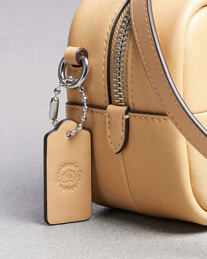 Alter/Ego Mini Satchel Bag In Checkerboard Upcrafted Leather With Crossbody Strap Tan Tan