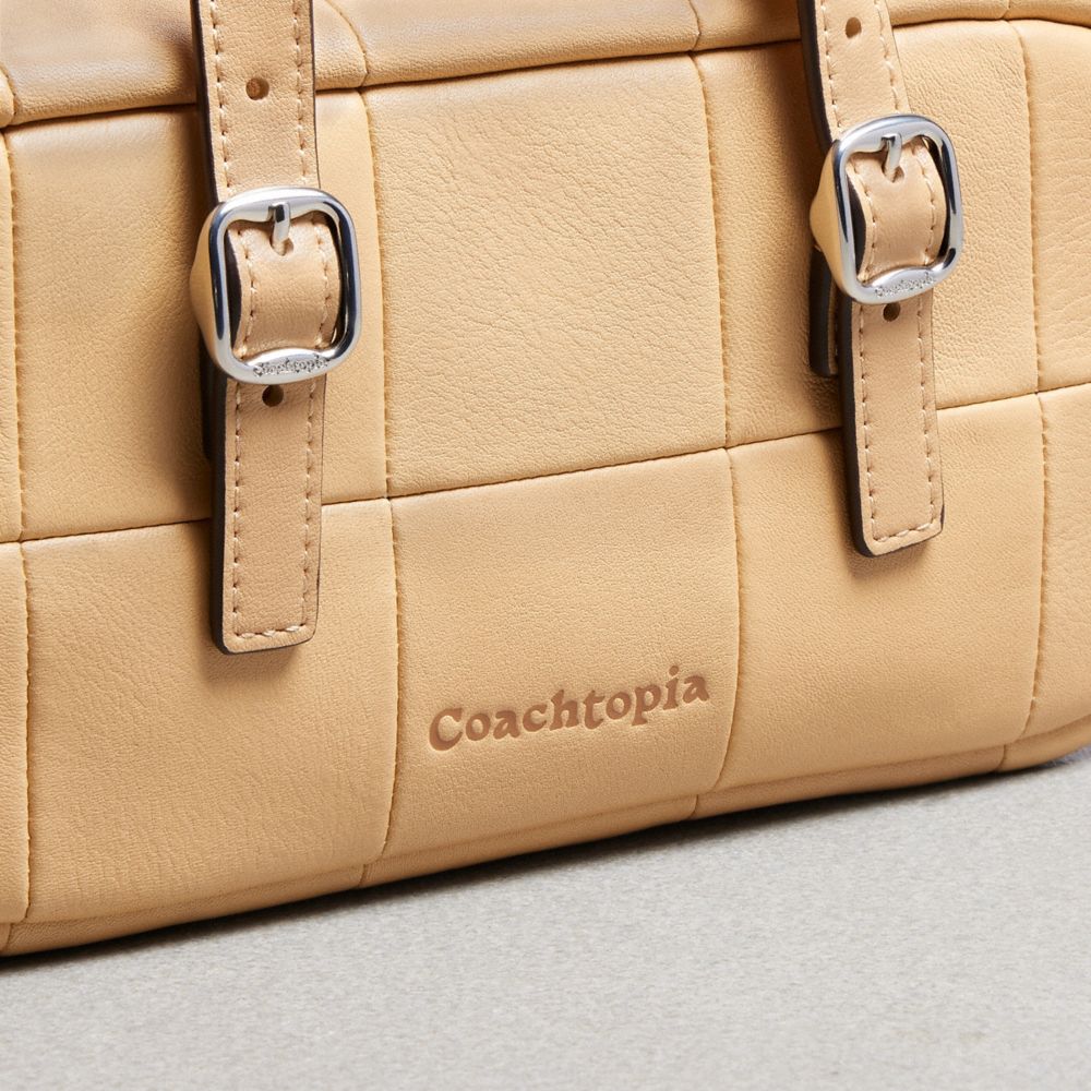 Coach Alter/Ego Mini Satchel Bag In Checkerboard Upcrafted Leather With Crossbody Strap Tan