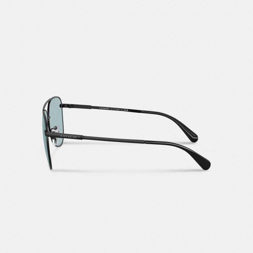Coach C Hardware Metal Pilot Sunglasses Black Blue