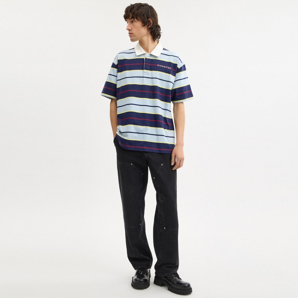 Coach Relaxed Striped Polo Blue Stripe