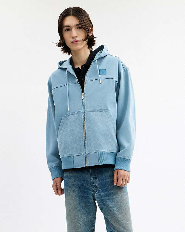 Denim Hooded Zip Jacket Mountain Spring Mountain Spring