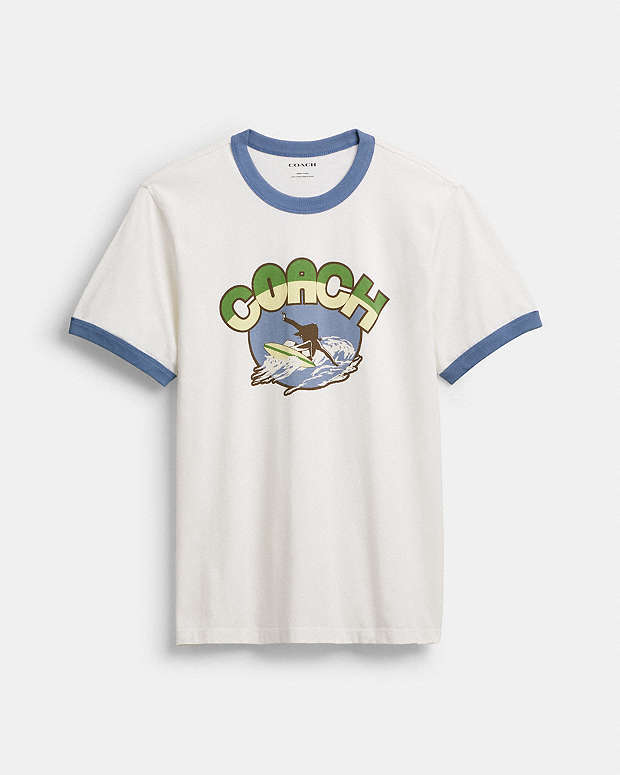 Surf Graphic T Shirt In Organic Cotton White White