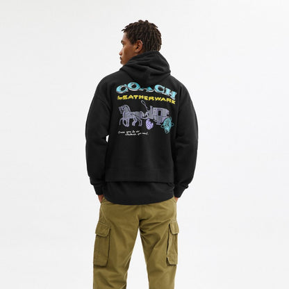 Coach Leatherware Collage Relaxed Hoodie Black
